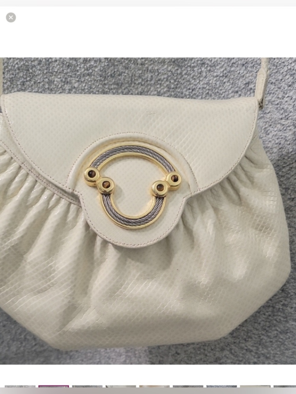 Finesse La Model Vintage Cream Snakeskin Small Crossbody Bag - Picture 2 of 10